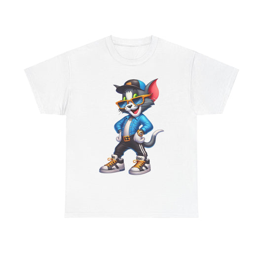 Cool Street Style Cat T-Shirt | Hip Hop Cartoon Tee